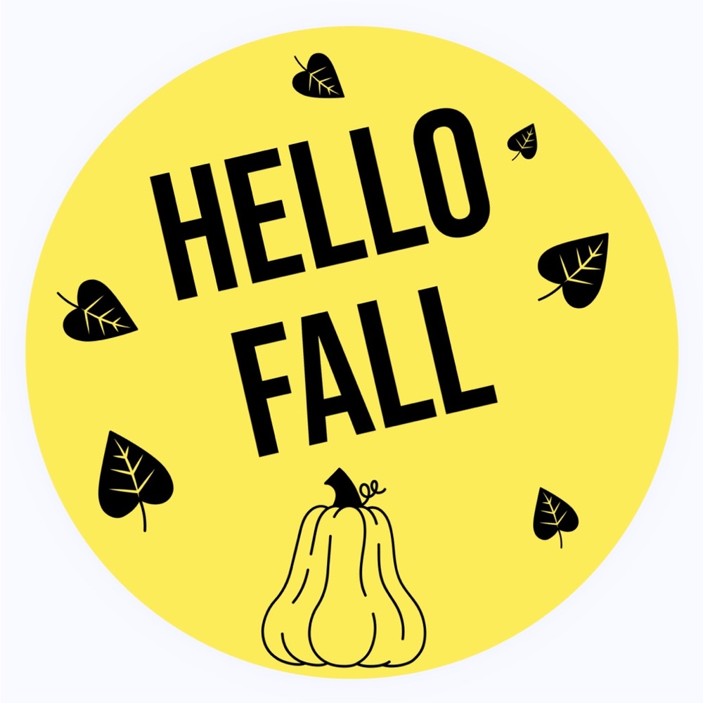 30 STICKERS - 2” ROUND - “HELLO FALL” - YELLOW